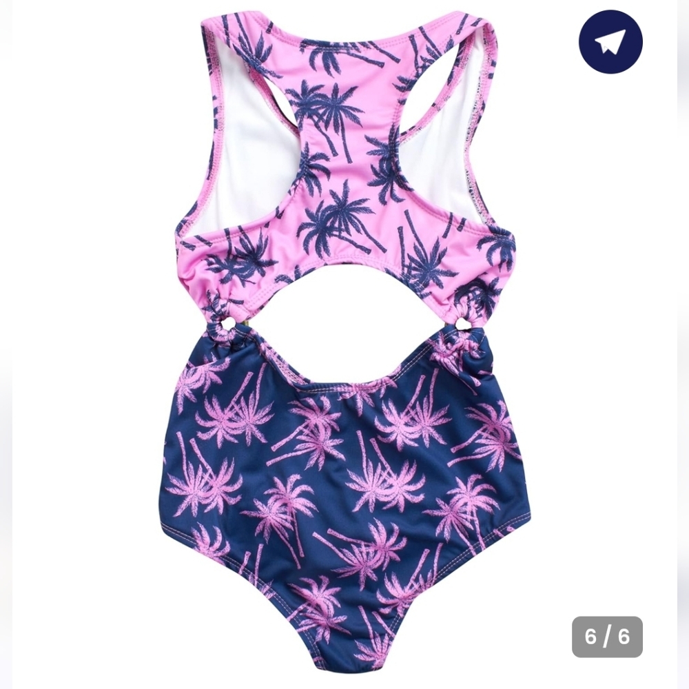Body Glove Swim Pink and Navy Palm Kids One Piece